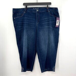 Gloria Vanderbilt Women's Blue Slimming Jordyn Mid Rise Capri Jeans Size 24W NWT
